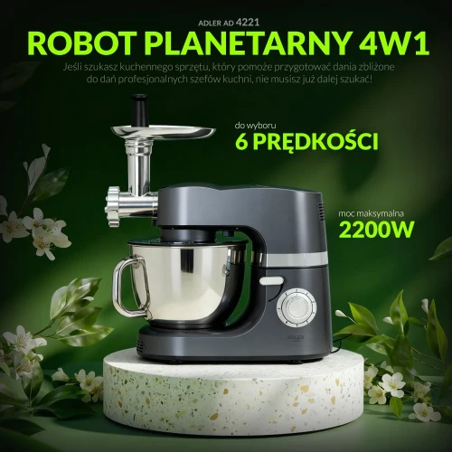 Virtuvinis kombainas Planetinis virtuvės kombainas Adler AD 4221 2200 W