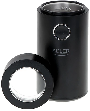 Kavamalė Adler | Kavos malūnėlis | AD4446bs | 150 W | Kavos pupelių talpa 75 g | Dangčio apsauginis jungiklis | Juodas