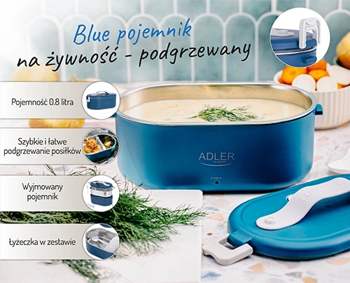 Adler elektrinė priešpiečių dėžutė | AD 4505 | Medžiaga Plastikas | Mėlyna