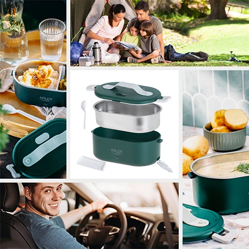 Adler | Heated Food Container | AD 4505g | Capacity 0.8 L | Material Nerūdijantis plienas/Plastic | Žalias