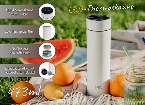 Termosas Adler AD 4506, 473 ml, Baltas