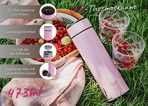 Termosas Adler AD 4506, 473 ml, Rožinis
