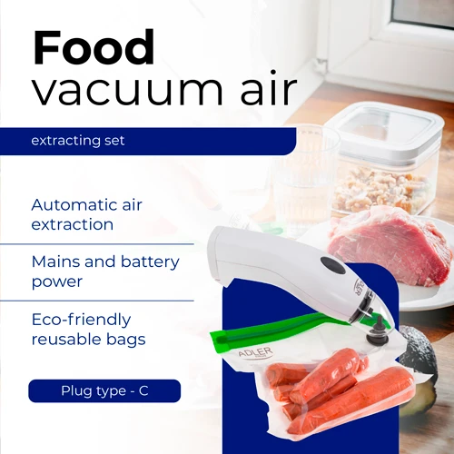 Adler Food Vakuuminis oro ištraukimo rinkinys | AD 4514 | Baltas