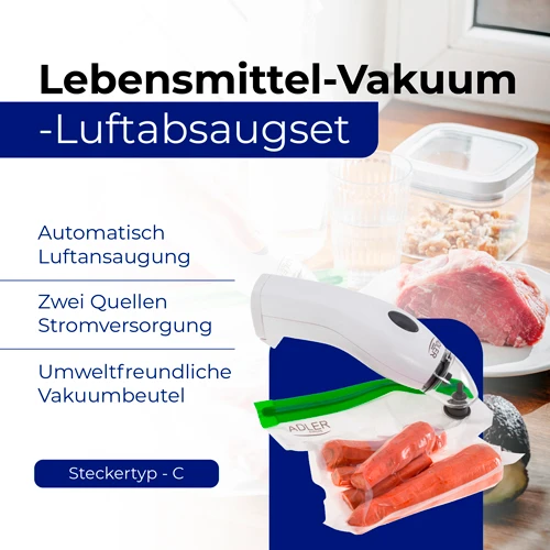 Adler Food Vakuuminis oro ištraukimo rinkinys | AD 4514 | Baltas