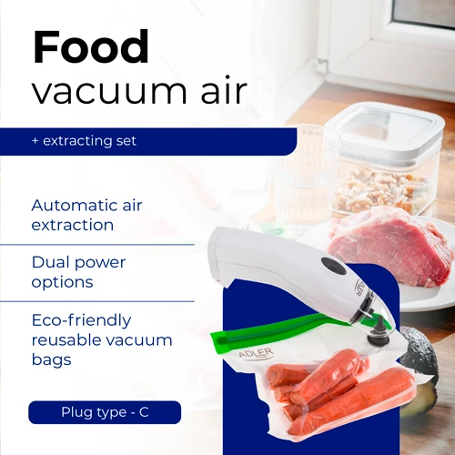 Adler Food Vakuuminis oro ištraukimo rinkinys | AD 4515 | Baltas