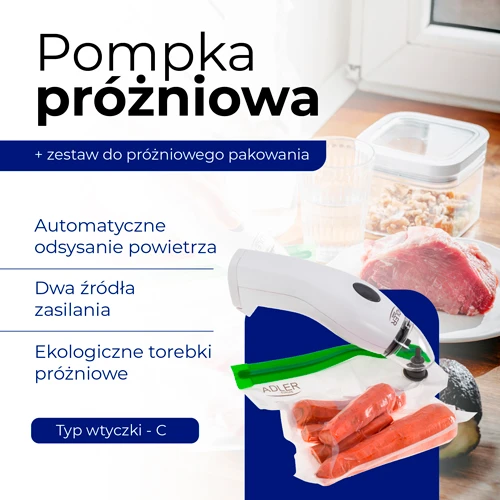 Adler Food Vakuuminis oro ištraukimo rinkinys | AD 4515 | Baltas