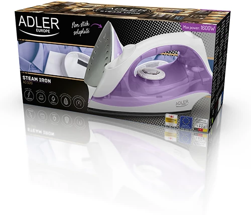 Lygintuvas | Adler | AD 5019 | With cord | 1600 W | Vanduo tank capacity 100 ml | Continuous steam 10 g/min | Violet/Baltas