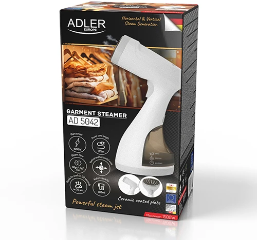 Adler Garment Steamer | AD 5042 | Handheld | 1500 W | 0.3 L | 23 g/min | Baltas