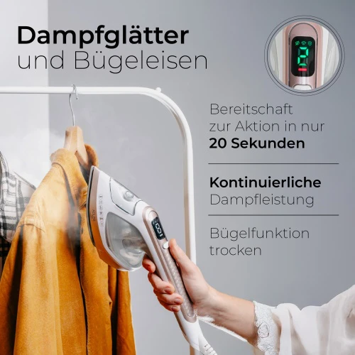 Adler 2in1 drabužių garintuvas ir lygintuvas | AD 5044 | Rankinis | 1400 W | 0,18 l | 25 g/min | Baltas/Auksinis