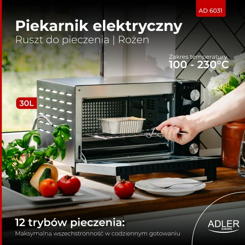 Mikrobangų krosnelė Elektrinė orkaitė ADLER AD-6031 30L