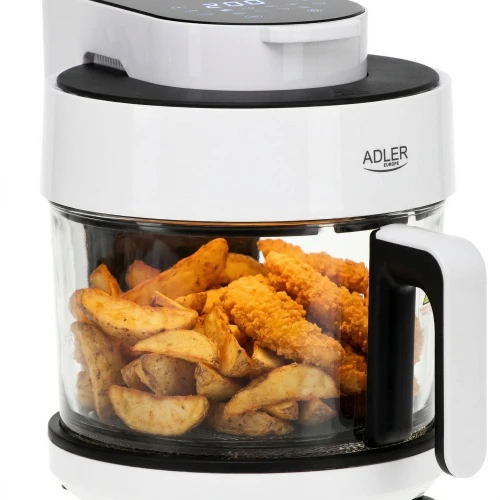 Gruzdintuvė Adler Air Fryer Orkaitė su stikliniu dubeniu | AD 6316 | Galia 1200 W | Talpa 3 L | Konvekcija | Baltas/Juodas
