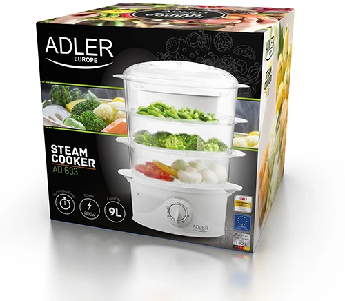 Garų puodas Adler | Baltas | 800 W W | Krepšelių skaičius 3
