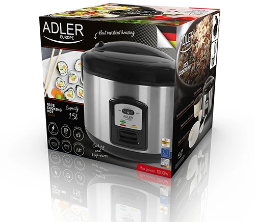 Adler AD 6406 ryžių viryklė - 1,5 l talpos, Juoda