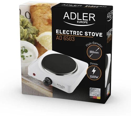 Adler | Laisvai pastatoma stalo kaitlentė | AD 6503 | Degiklių / virimo zonų skaičius: 1 | Elektrinė | Baltas