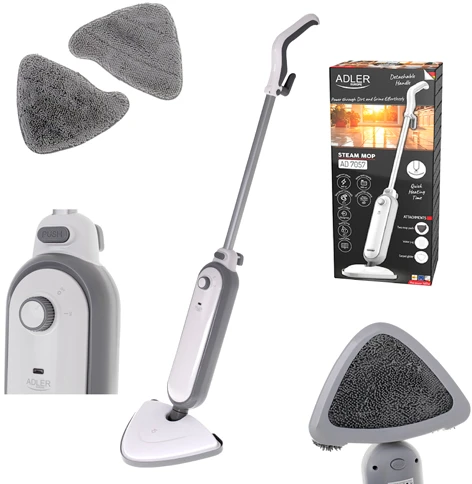 Adler Steam šluota | AD 7057 | Galia 1300 W | Vanduo bako talpa 0,38 L | Baltas/Pilkas