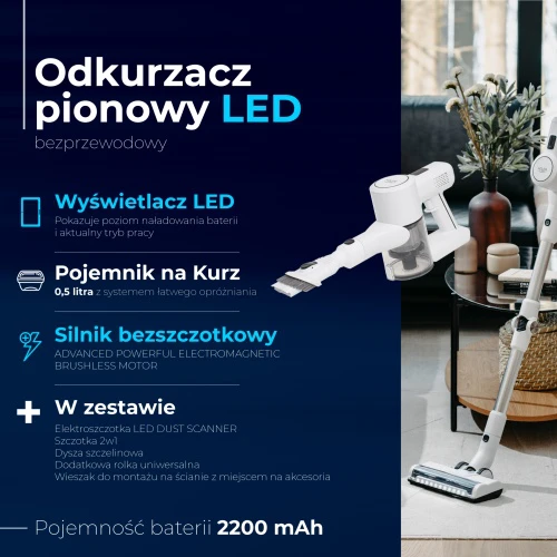 Adler Dulkių siurblys | AD 7060 | Belaidis veikimas | 350 W | 22 V | Veikimo laikas (maks.) 35 min. | Balta | Garantija 24 mėn.