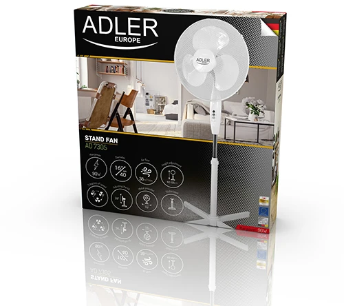 Ventiliatorius Adler AD 7305,  90W, 40cm (Baltas)