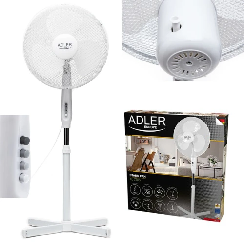 Ventiliatorius Adler AD 7305,  90W, 40cm (Baltas)