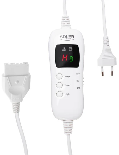 Adler | Elektrinis šildomas užklotas, 160 x 180 cm | AD 7443 | Šildymo lygių skaičius: 7 | Asmenų skaičius: 1 | Nuotolinio valdymo pultas | Labai minkšta dvipusė koralų vilna | 110–120 W