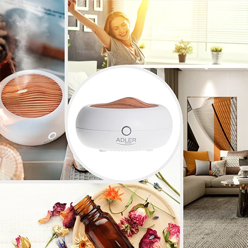 Drėkintuvas Adler | USB ultragarsinis aromato difuzorius 3in1 | AD 7969 | Ultragarsinis | Tinka kambariams iki 25 m² | Baltas