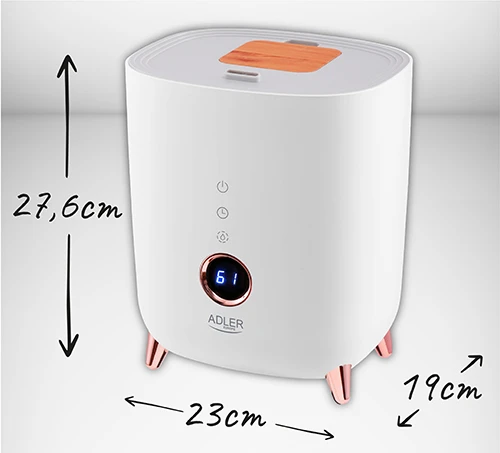 Adler | AD 7972 | Drėkintuvas | 23 W | Vanduo bako talpa 4 L | Tinka kambariams iki 35 m² | Ultragarsinis | Drėkinimo pajėgumas 150-300 ml/val | Baltas