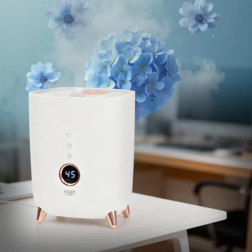 Adler | AD 7972 | Drėkintuvas | 23 W | Vanduo bako talpa 4 L | Tinka kambariams iki 35 m² | Ultragarsinis | Drėkinimo pajėgumas 150-300 ml/val | Baltas
