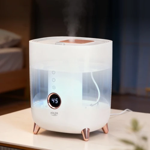 Adler | AD 7972 | Drėkintuvas | 23 W | Vanduo bako talpa 4 L | Tinka kambariams iki 35 m² | Ultragarsinis | Drėkinimo pajėgumas 150-300 ml/val | Baltas