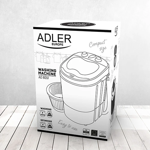 Adler | Skalbimo mašina | AD 8051 | Top loading | Skalbimo talpa 3kg | Unspecified RPM | Gylis 37 cm | Plotis 38 cm | Baltas/Mėlyna