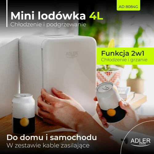 Mini šaldytuvas Adler AD 8084, 27 aukščio, 4 l, pilkas