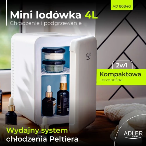 Mini šaldytuvas Adler AD 8084, 27 aukščio, 4 l, pilkas