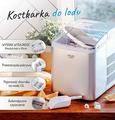 Adler | Ice Maker | AD 8086 | Power 100 W | Sidabrinis