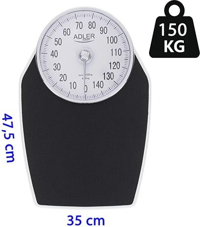 Virtuvinės svarstyklės Adler | Mechaninės vonios svarstyklės | AD 8177 | Didžiausias svoris (keliamoji galia) 150 kg | Tikslumas 1000 g | Juodas