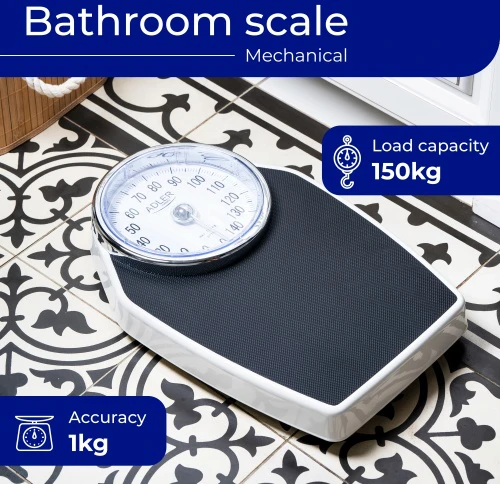Virtuvinės svarstyklės Adler | Mechaninės vonios svarstyklės | AD 8177 | Didžiausias svoris (keliamoji galia) 150 kg | Tikslumas 1000 g | Juodas