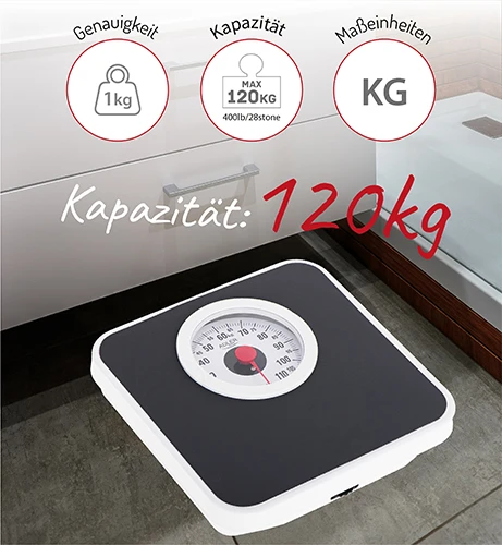 Virtuvinės svarstyklės Adler | Mechaninės vonios svarstyklės | AD 8178 | Didžiausias svoris (keliamoji galia) 120 kg | Tikslumas 1000 g | Juodas