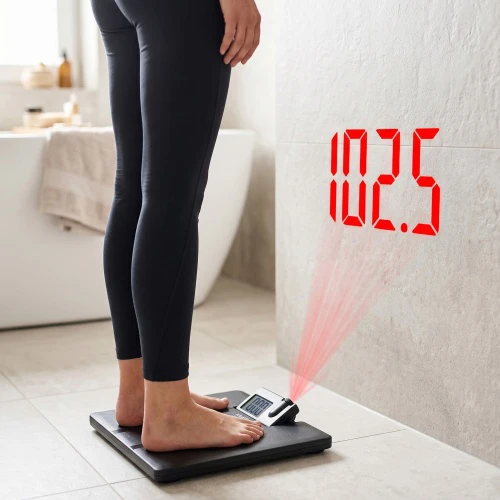 Virtuvinės svarstyklės Adler | Vonios svarstyklės su Projektorius | AD 8182 | Didžiausias svoris (keliamoji galia) 180 kg | Tikslumas 100 g | Juodas