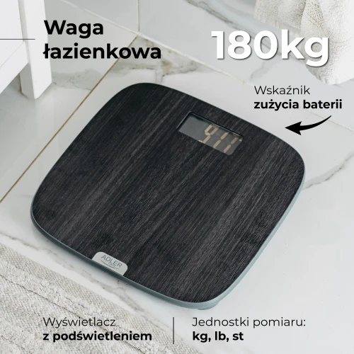 Virtuvinės svarstyklės Adler vonios svarstyklės | AD 8192 | Didžiausias svoris (keliamoji galia) 180 kg | Tikslumas 100 g | Pilkas