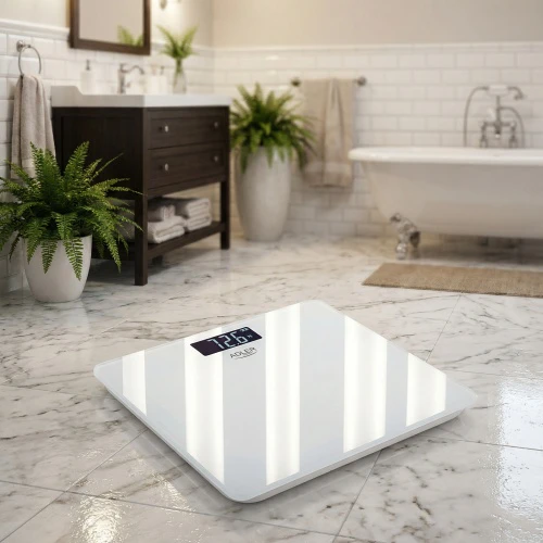 Virtuvinės svarstyklės AD 8194 baltos vonios svarstyklės su USB-C jungtimi, įkraunamos, 180 kg, 100 g tikslumas
