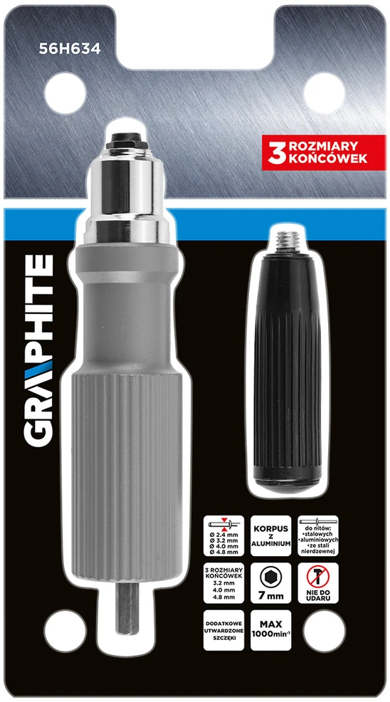 Elektrinio Grąžto Adapteris Kniediklis GRAPHITE 56H634 (2.4 3.2 4 4,8 mm)