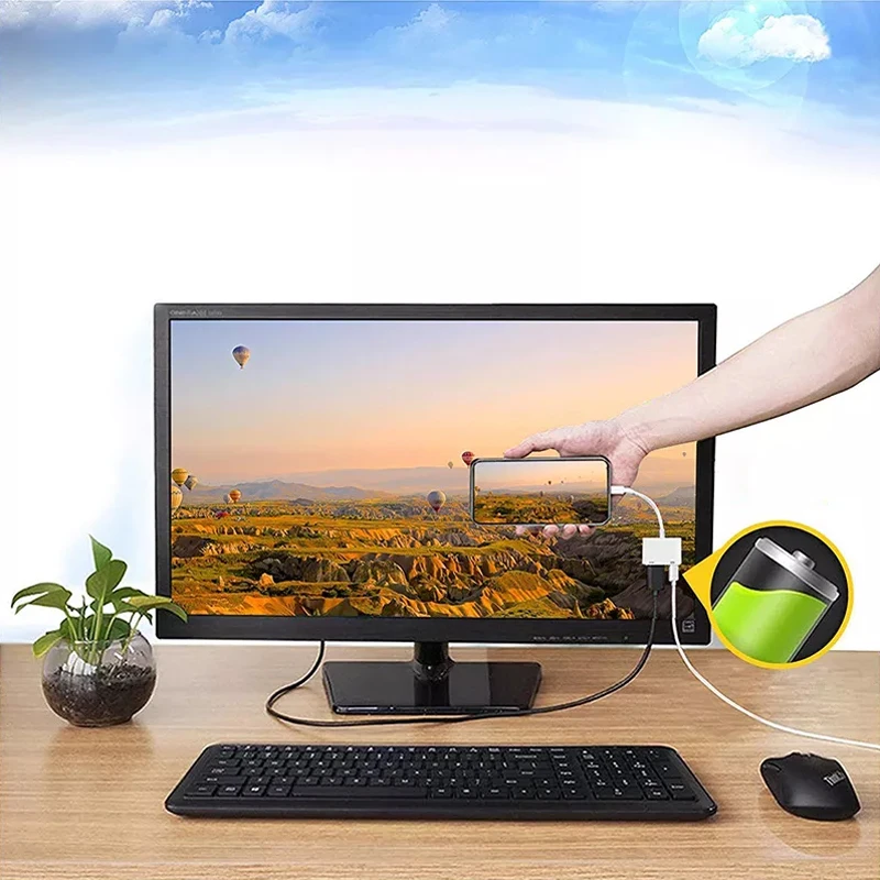 Adapteris su apšvietimo jungtimi į HDMI AV
