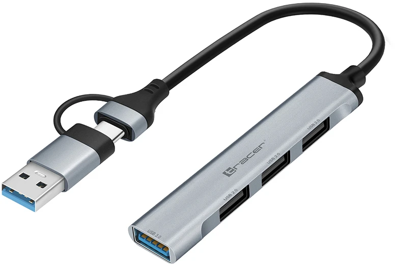 ADAPTERIS TRACER A-4, USB C tipo į USB-A, 4x USB-A