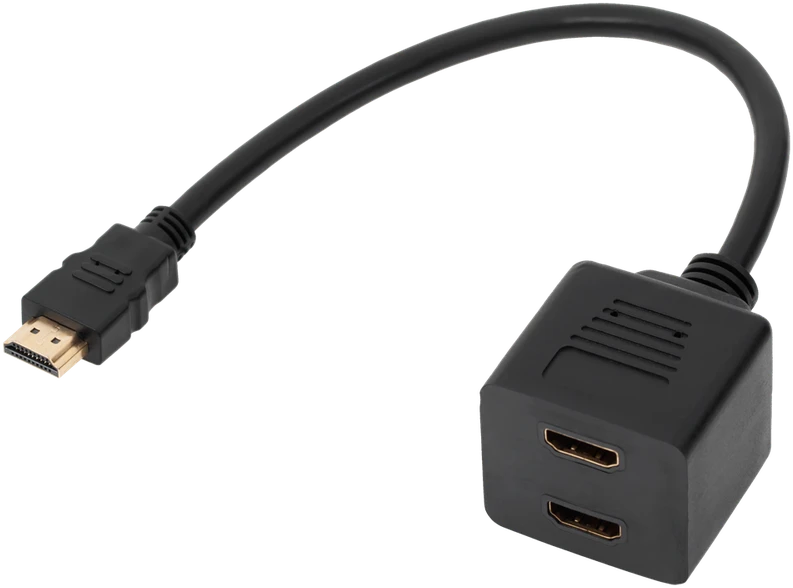 Cabletech Kabelis HDMI 19pol kištukas - 2xHDMI lizdai 0.30m, juodas