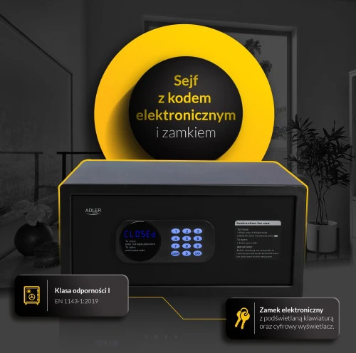 Adler AD 1045 Seifas su elektroniniu kodu ir spyna