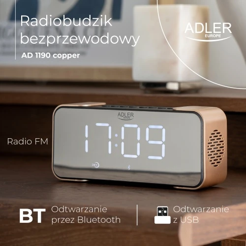 Adler | Belaidis žadintuvas su radiju | 1190 m. AD | Signalizacijos funkcija | AUX in | Varis/Juodas