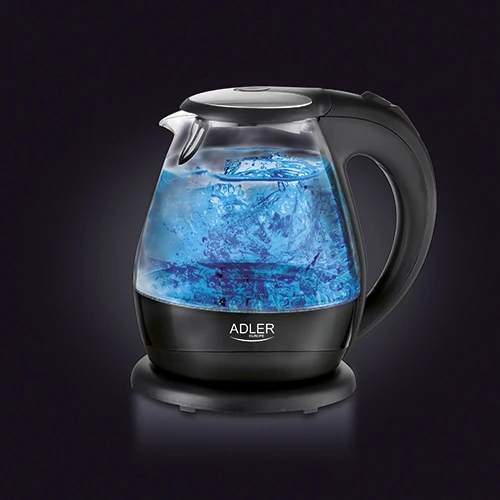 Adler | Virdulys | AD 1224 | Standard | 2000 W | 1.5 L | Glass | 360° rotational base | Juodas