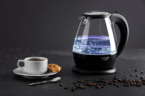 Adler | Virdulys | AD 1224 | Standard | 2000 W | 1.5 L | Glass | 360° rotational base | Juodas