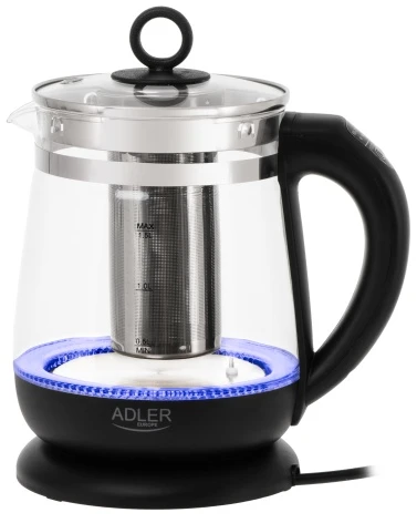 Adler | Virdulys | AD 1299 | Electric | 2200 W | 1.5 L | Glass | 360° rotational base | Juodas