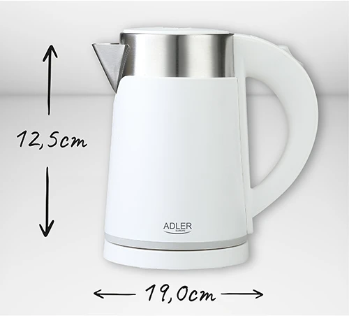 Adler | Virdulys | AD 1372 | Electric | 800 W | 0.6 L | Plastic/Nerūdijantis plienas | 360° rotational base | Baltas