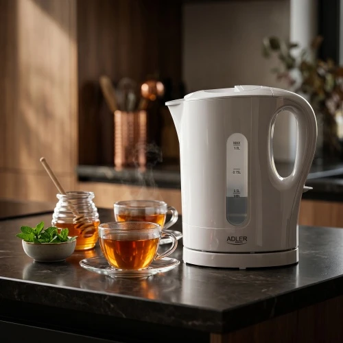 Adler AD 1389 Elektrinis virdulys, plastikinis, 1,0 l, 1200 W, vandens lygio indikatorius, automatinis išsijungimas