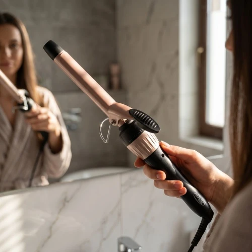 Adler | Curling Iron | AD 2116 | Ceramic heating system | Barrel diameter 19 mm | Temperature (max) 200 °C | 36 W | Juodas/Rožinė