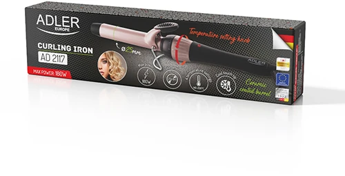 Adler | Curling Iron | AD 2117 | Ceramic heating system | Barrel diameter 25 mm | Temperature (max) 200 °C | 45 W | Juodas/Rožinė